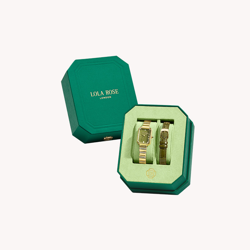 Ms. Lola Green Onyx Watch with Two Strap Set