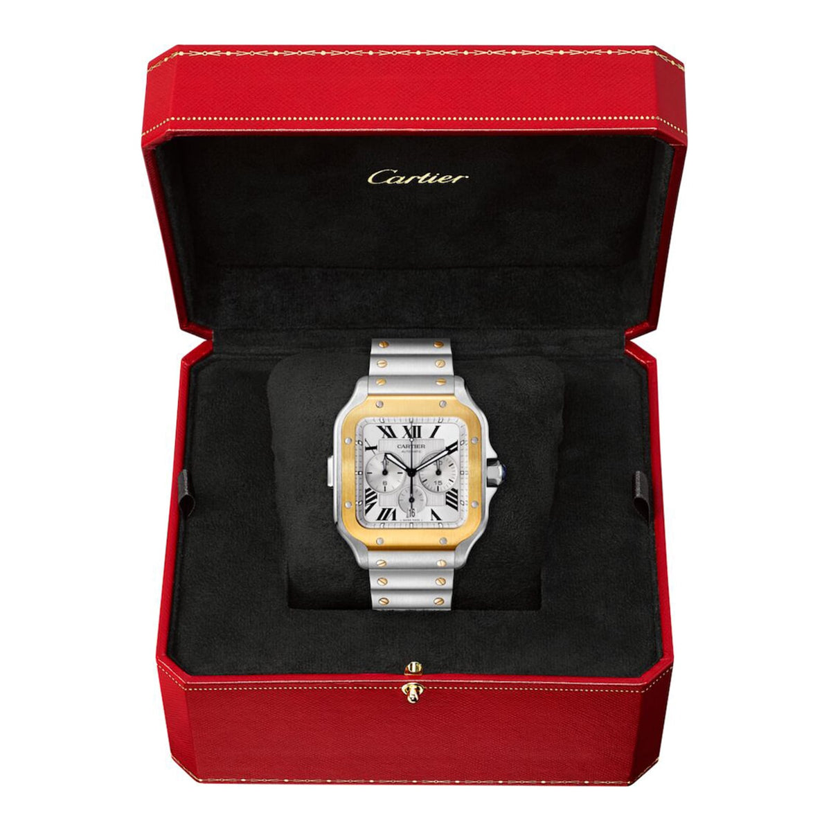 Santos de Cartier Chronograph | 43mm, Two-Tone Steel & 18K Yellow Gold, Silver Dial