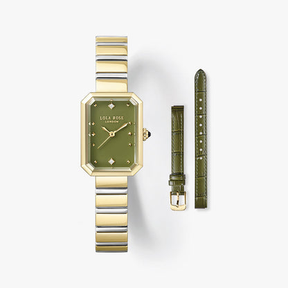 Ms. Lola Green Onyx Watch with Two Strap Set