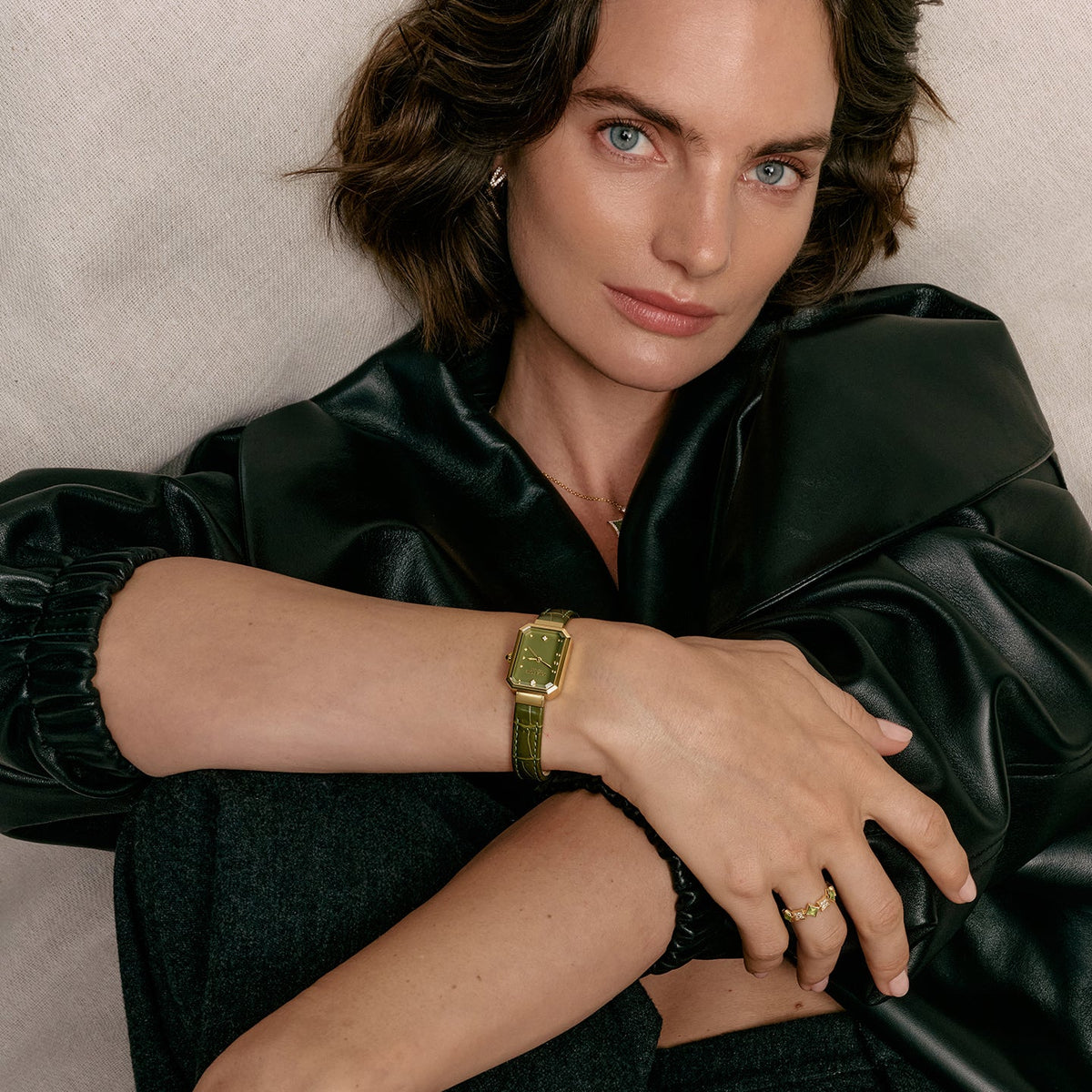 Ms. Lola Green Onyx Watch with Two Strap Set